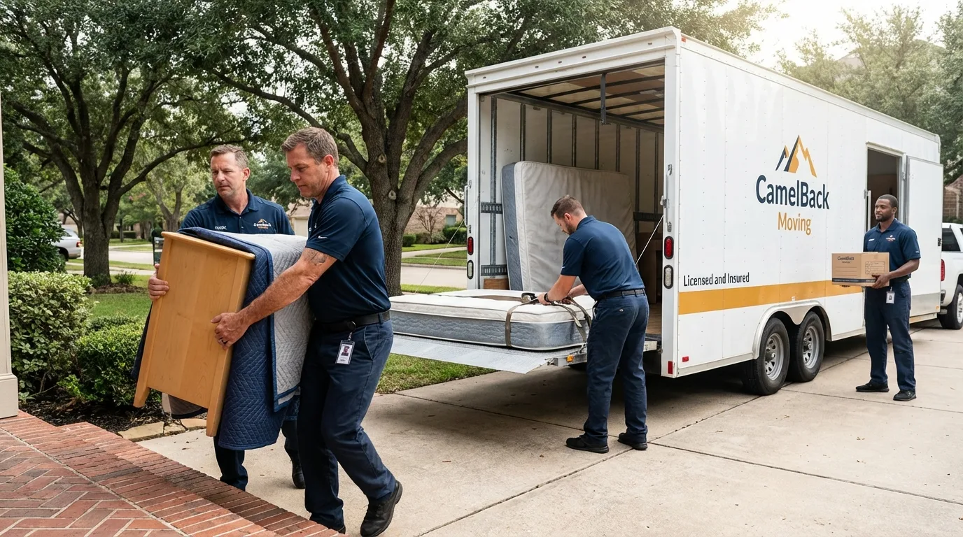 Crew loading residential truck for cross-state move from Madison, NH